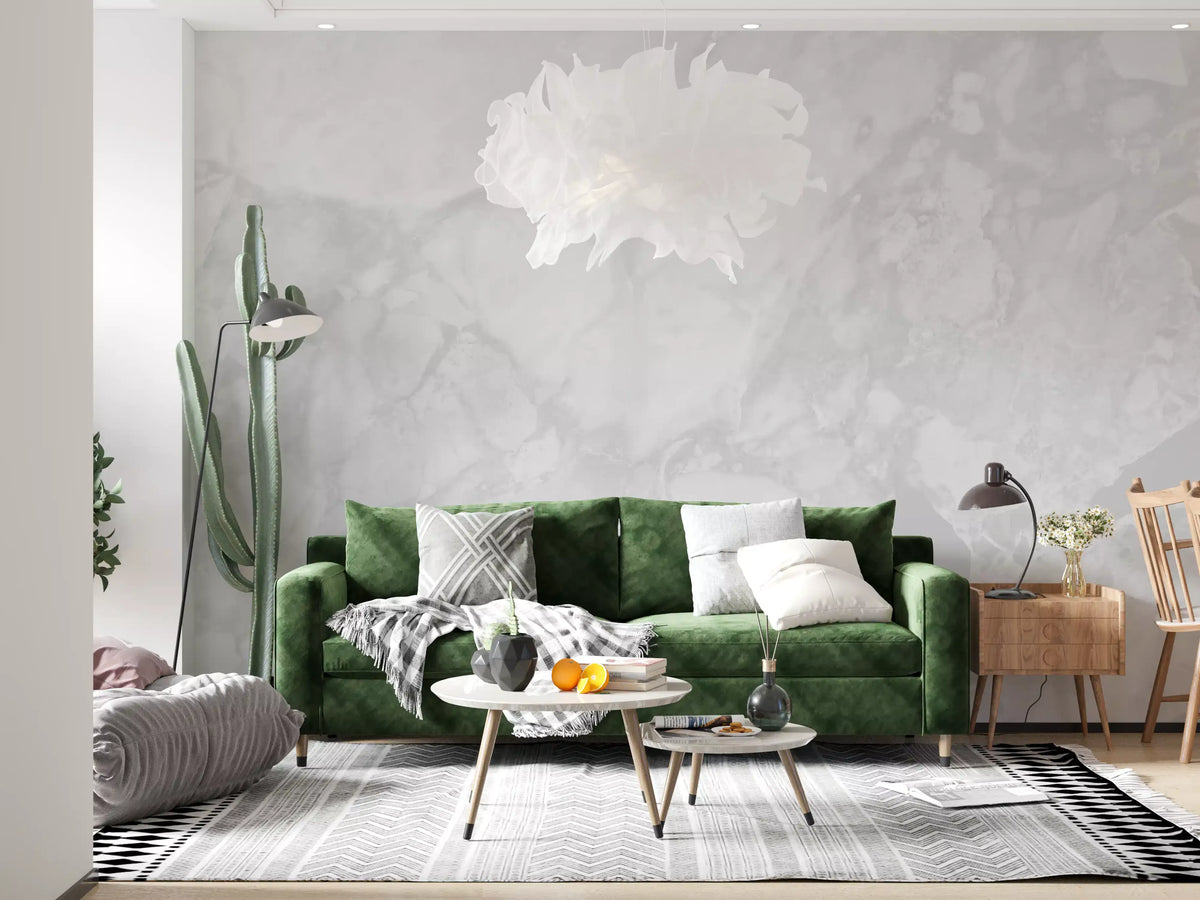 Minimalistisk veggmaleri med lys marmortekstur