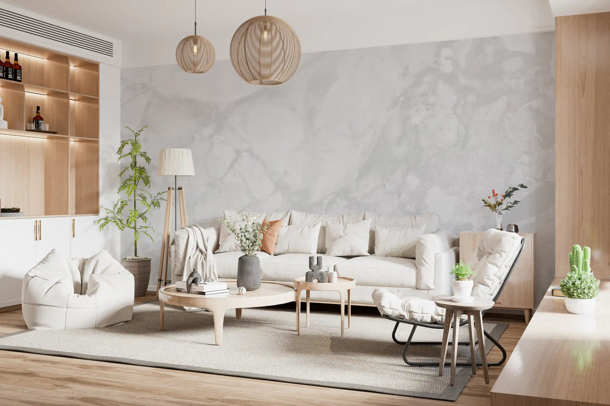 Minimalistisk veggmaleri med lys marmortekstur