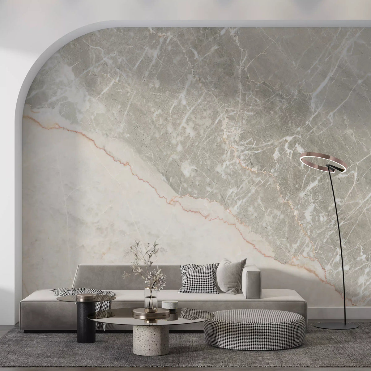Wandbild mit sanfter grauer Marmoraderung