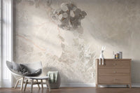 Papier peint panoramique en dalle de marbre naturel crème et gris