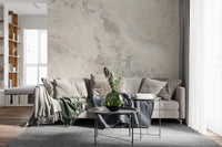 Papier peint panoramique en dalle de marbre naturel crème et gris