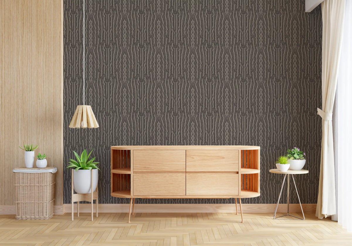 Carta da parati con texture a onde lineari monocromatiche⁠