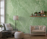 Papier peint panoramique effet pierre de marbre veiné vert sauge