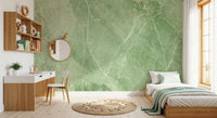 Papier peint panoramique effet pierre de marbre veiné vert sauge