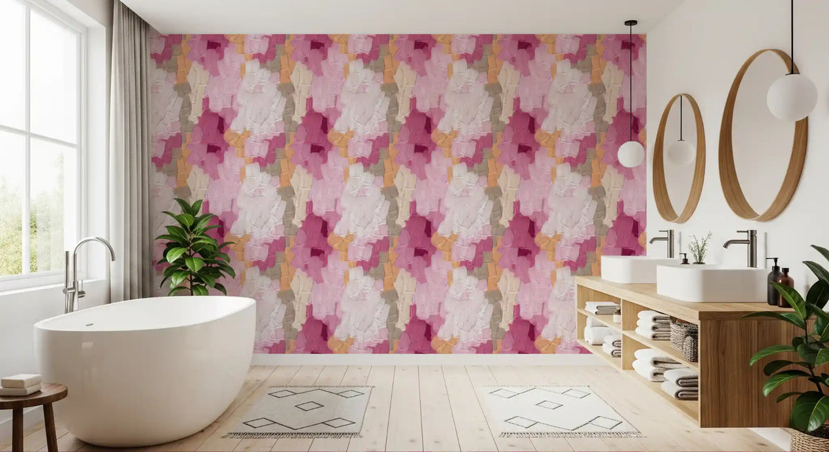 Tapet med moderne lag af blush- og rosafarvet maling