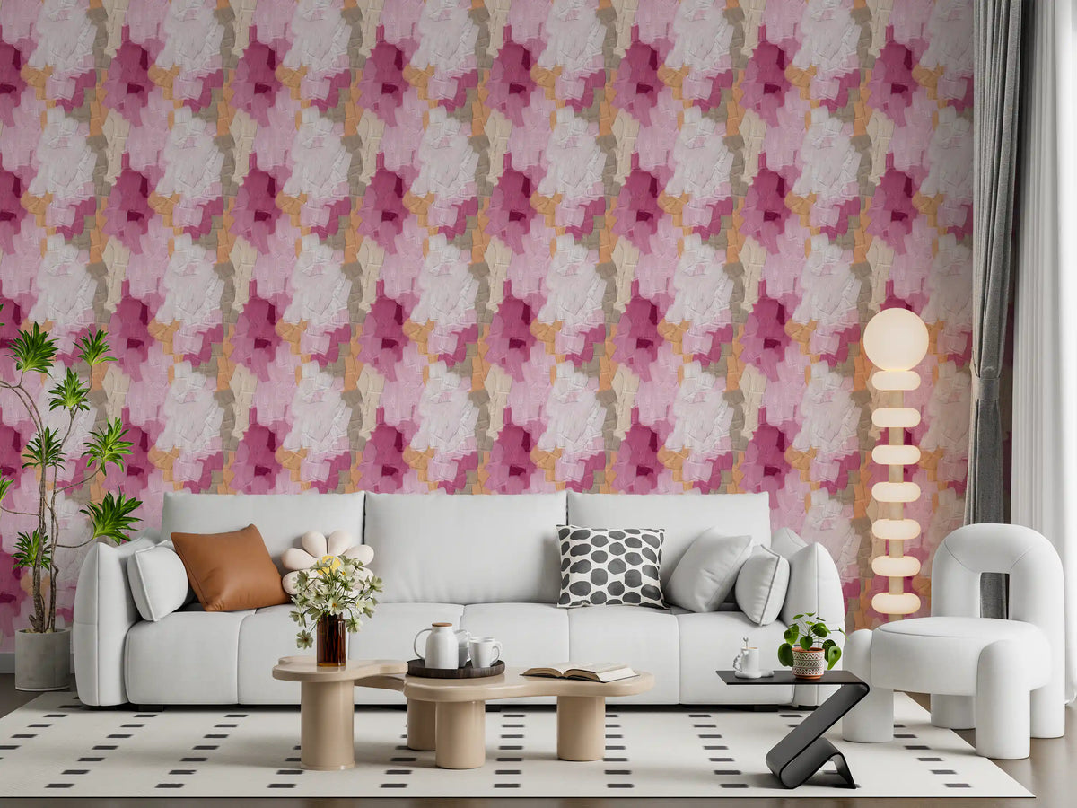 Tapet med moderne lag af blush- og rosafarvet maling