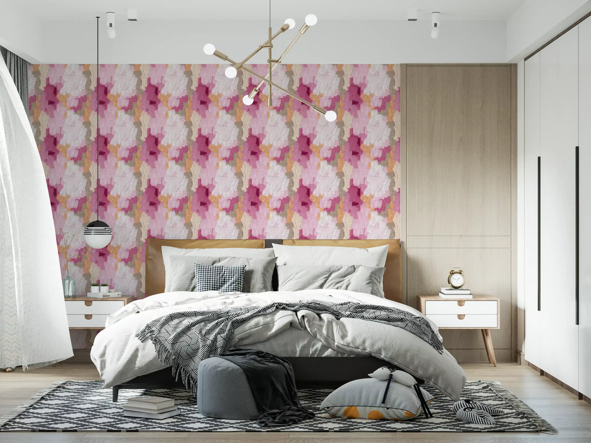 Tapet med moderne lag af blush- og rosafarvet maling