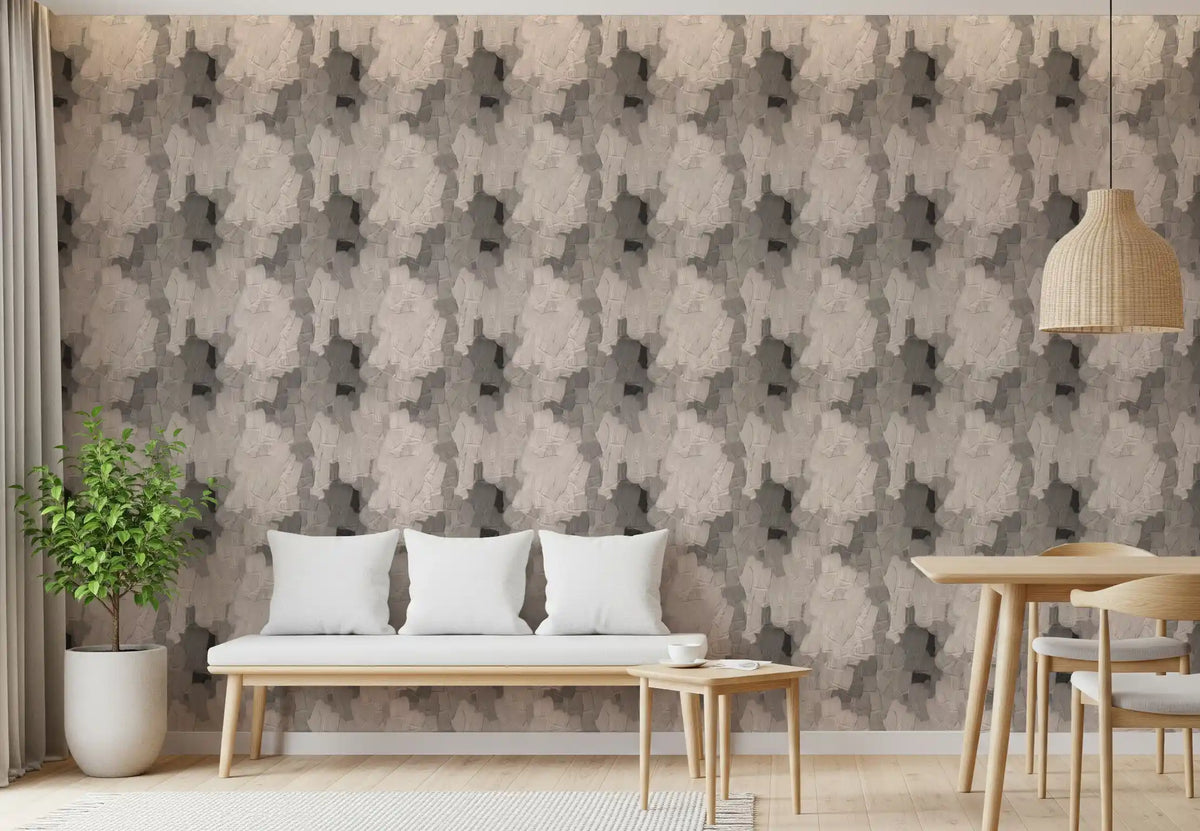 Papel de parede com pinceladas em camadas em tons neutros de impasto⁠
