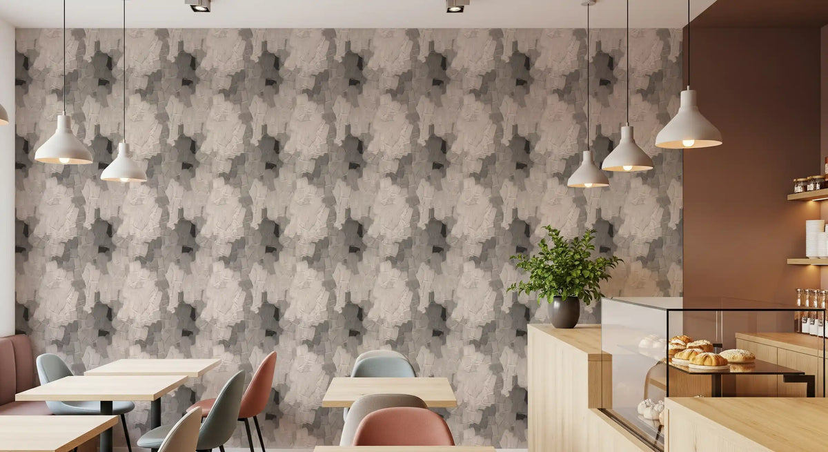Papel de parede com pinceladas em camadas em tons neutros de impasto⁠
