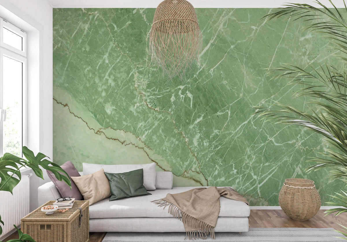 Wandmuurschildering met groen marmeroppervlak