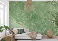 Wandmuurschildering met groen marmeroppervlak
