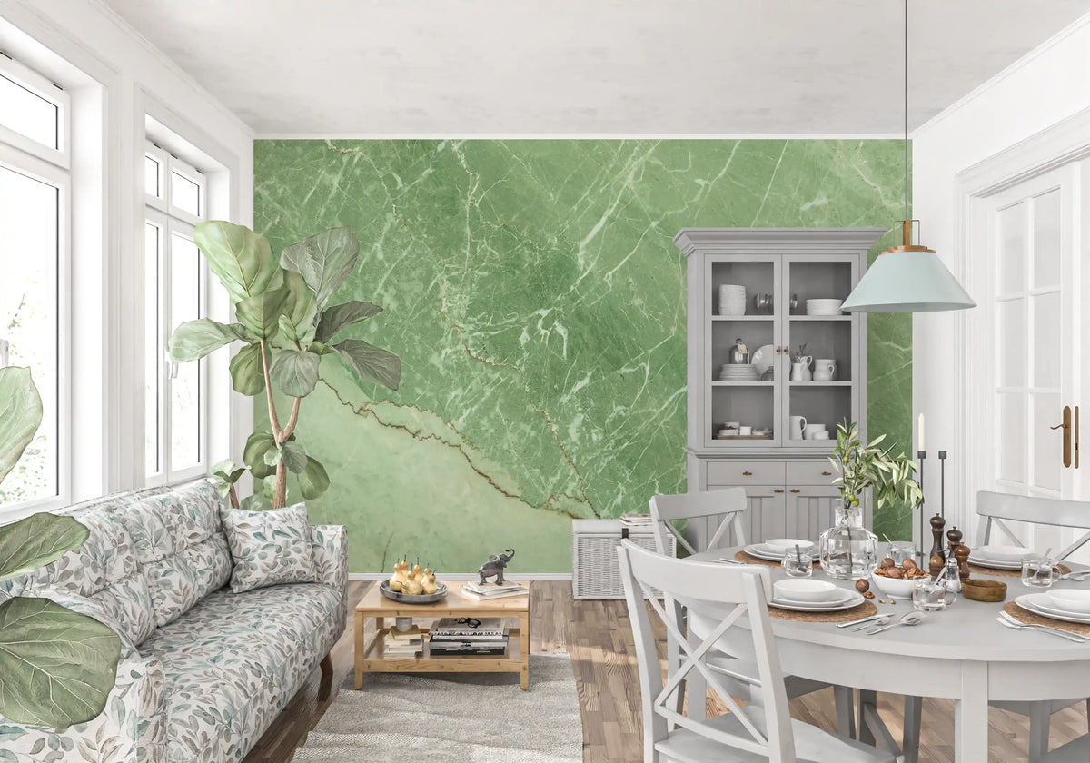 Wandmuurschildering met groen marmeroppervlak