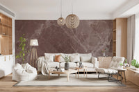 Wandmuurschildering met rustieke marmerlook in aardetinten