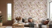 Papier peint à motif aquarelle de jardin rustique rose