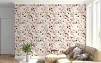 Papier peint à motif aquarelle de jardin rustique rose