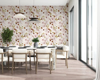 Papier peint à motif aquarelle de jardin rustique rose