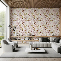 Papier peint à motif aquarelle de jardin rustique rose