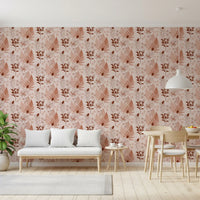 Papier peint silhouettes botaniques alpines - rouge rouille⁠