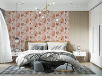 Papier peint silhouettes botaniques alpines - rouge rouille⁠