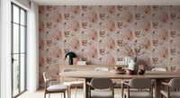Papier peint silhouettes botaniques alpines - rouge rouille⁠