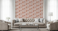 Papier peint silhouettes botaniques alpines - rouge rouille⁠