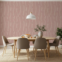 Tapeten mit gewellten Streifen in Zartrosa, Mid-Century-Stil⁠