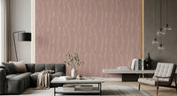 Tapeten mit gewellten Streifen in Zartrosa, Mid-Century-Stil⁠