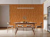 Tapet med bølgede striber i brændt orange, mid-century