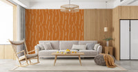Tapet med bølgede striber i brændt orange, mid-century