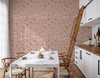 Blush Pink Abstract Shapes Wallpaper Mid Century Wallpaper⁠