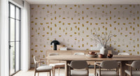 Papier peint à formes abstraites crème et moutarde, style milieu du siècle⁠