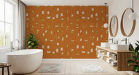 Burnt Orange Abstract Shapes Wallpaper Mid Century Wallpaper⁠