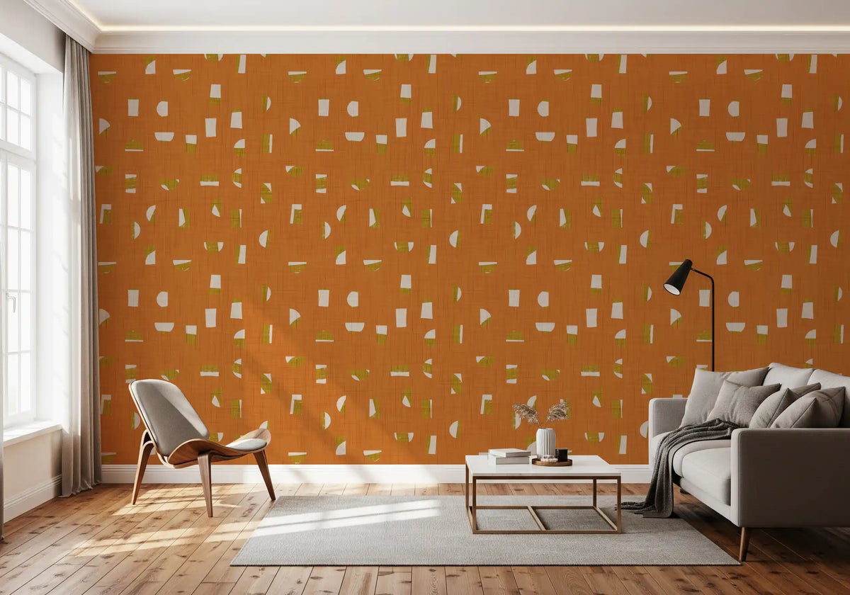 Burnt Orange Abstract Shapes Wallpaper Mid Century Wallpaper⁠