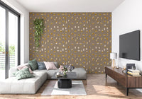 Papier peint à formes abstraites taupe chaud, style mid-century