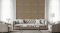 Papier peint à formes abstraites taupe chaud, style mid-century