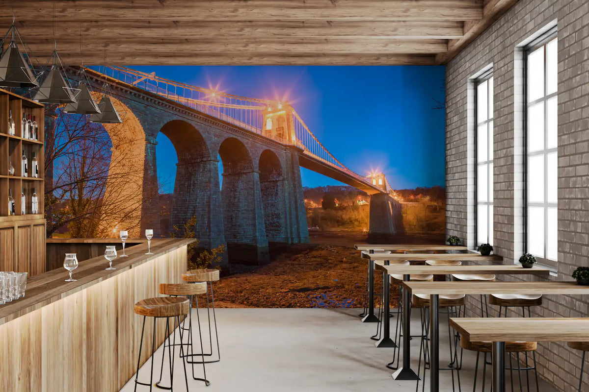 Papier peint panoramique architectural « Composition de pont au crépuscule »