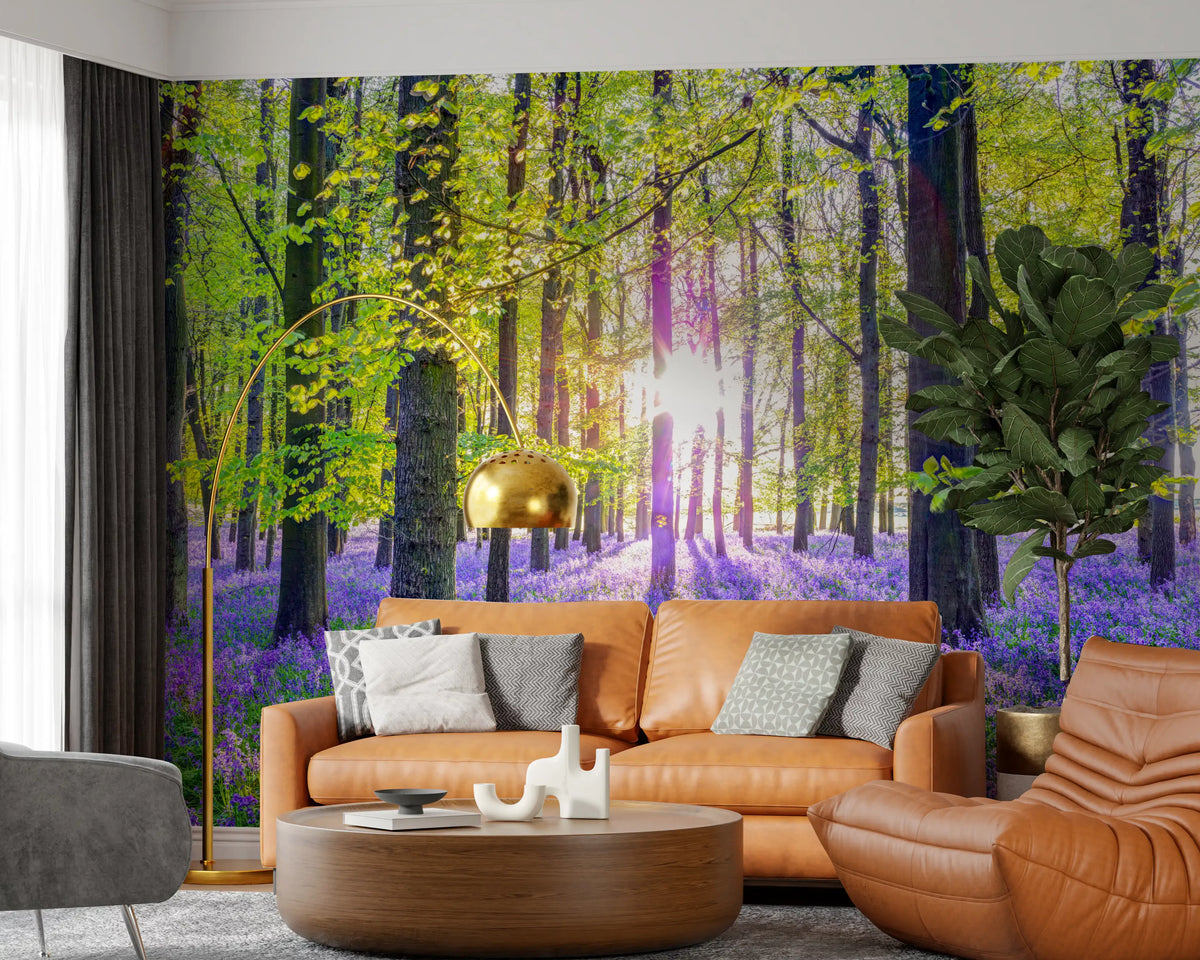 Wandbild „Frühlingshafte violette Waldlandschaft“