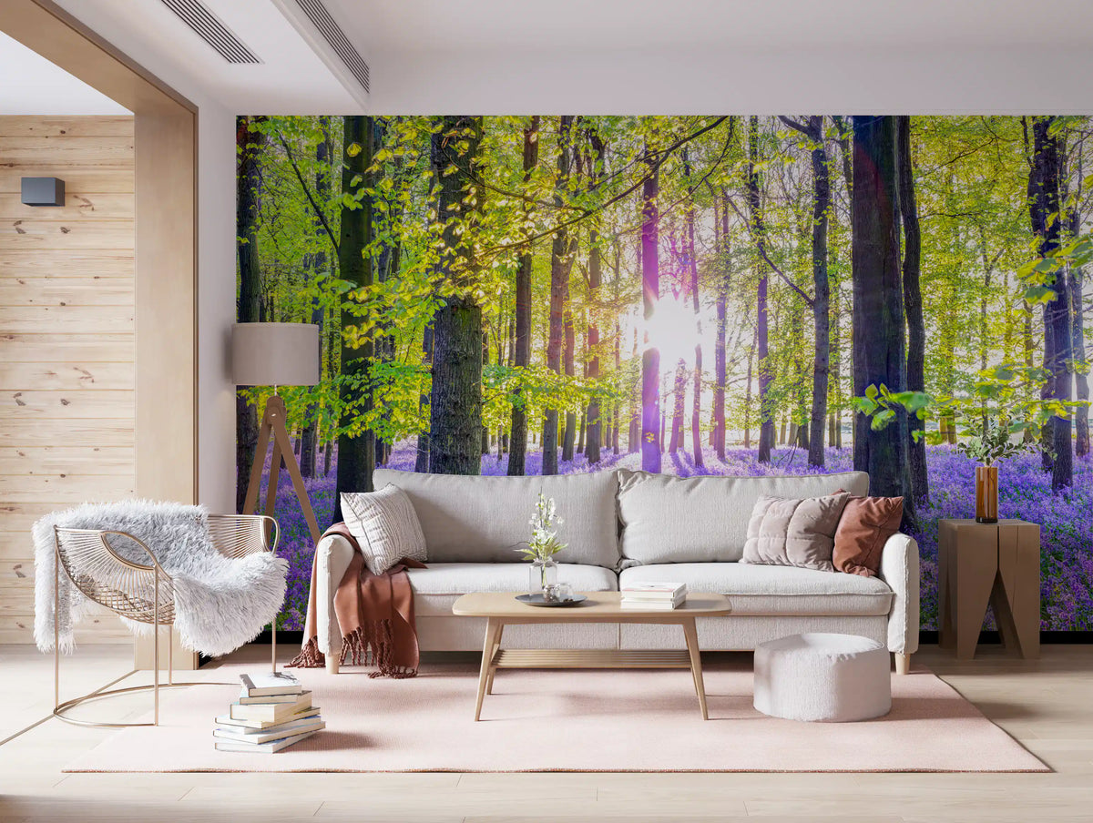 Wandbild „Frühlingshafte violette Waldlandschaft“