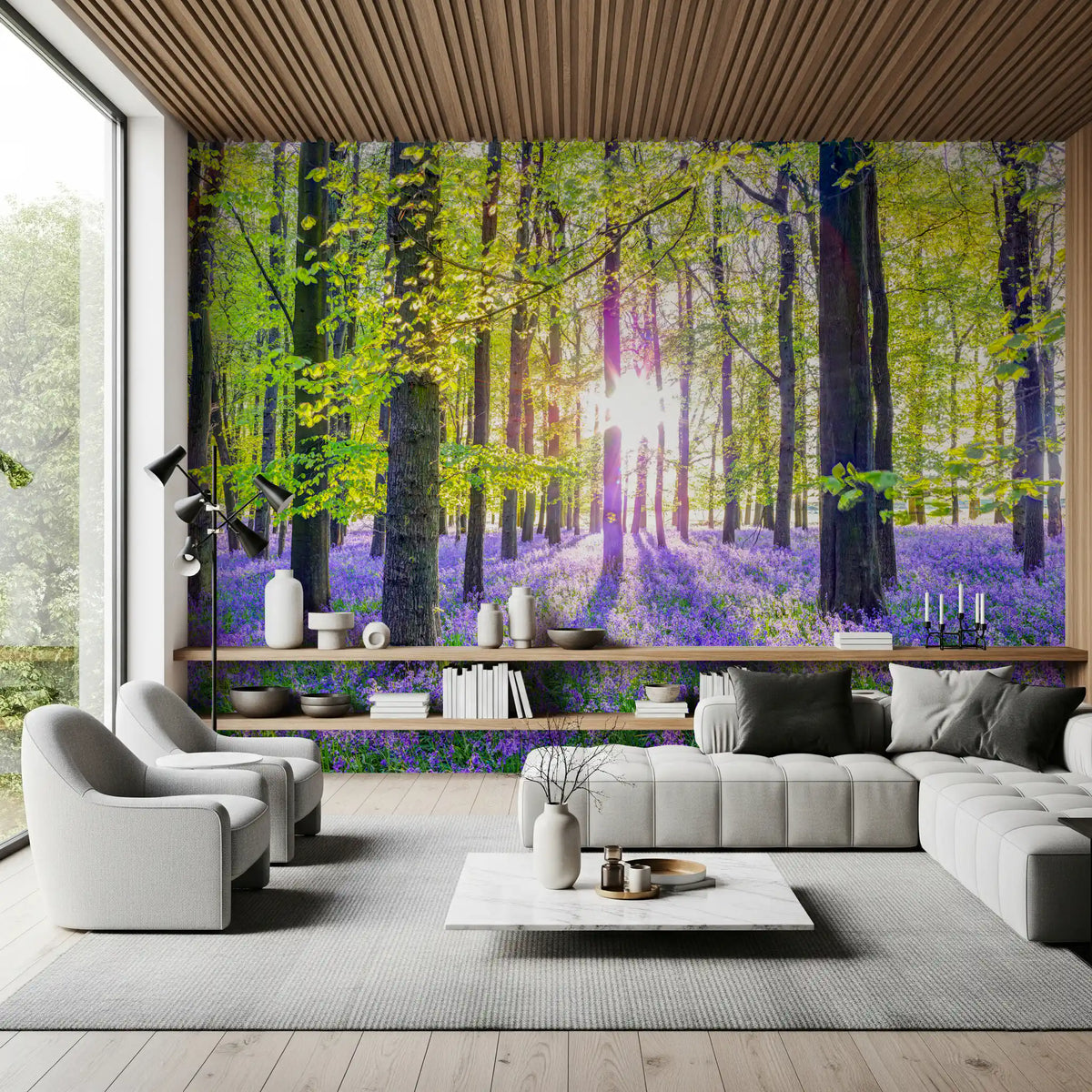 Wandbild „Frühlingshafte violette Waldlandschaft“