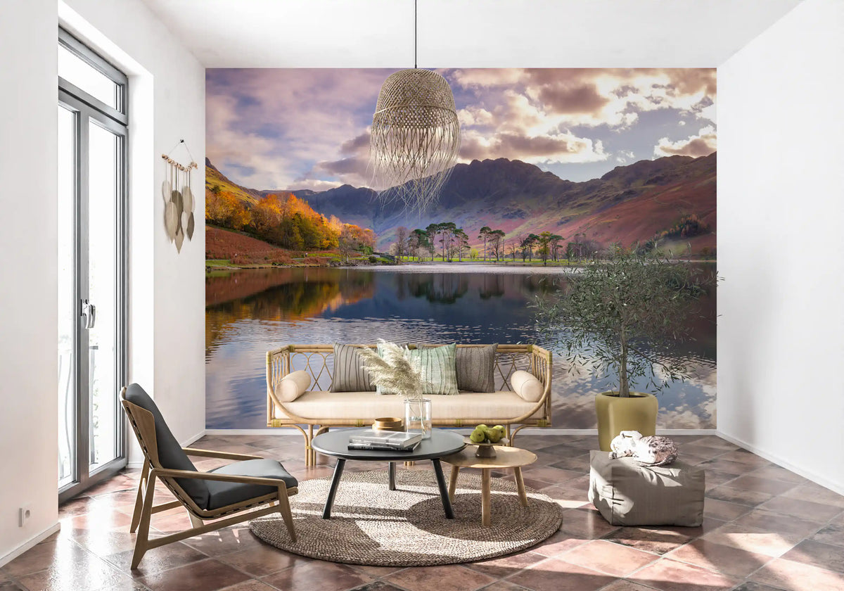 Wandbild mit stillen Spiegelungen im Hochland