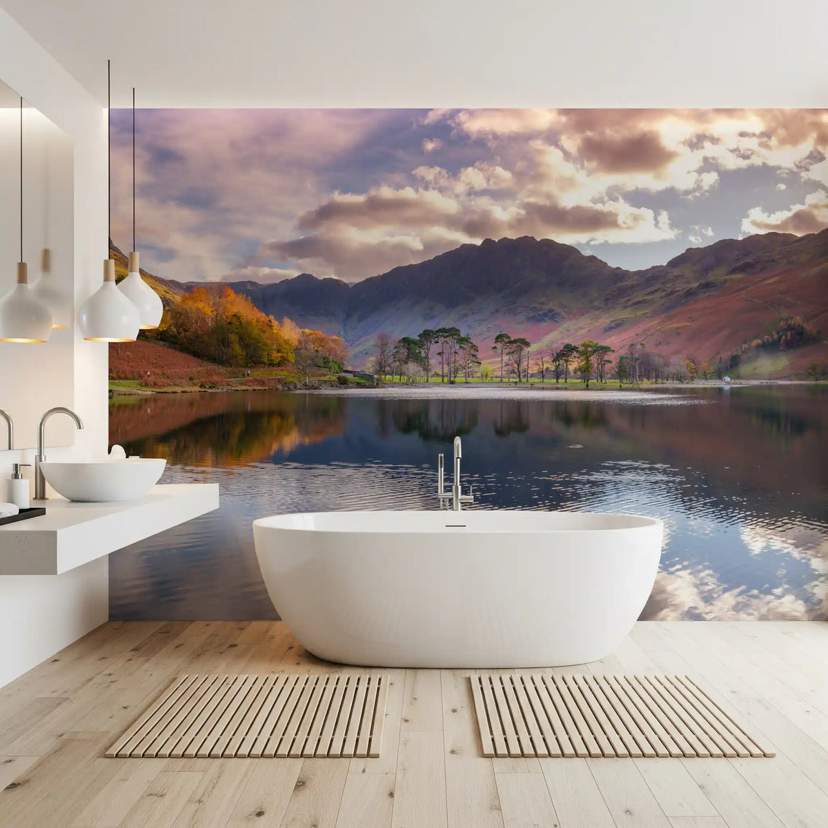 Wandbild mit stillen Spiegelungen im Hochland