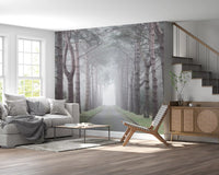 Enchanted Foggy Pine Corridor Wall Mural