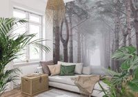 Enchanted Foggy Pine Corridor Wall Mural
