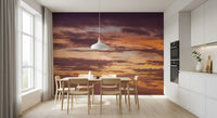 Wandbild mit feurigem Sonnenuntergang am Horizont