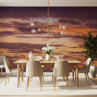 Wandbild mit feurigem Sonnenuntergang am Horizont
