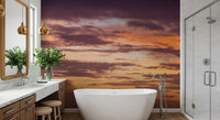 Wandbild mit feurigem Sonnenuntergang am Horizont