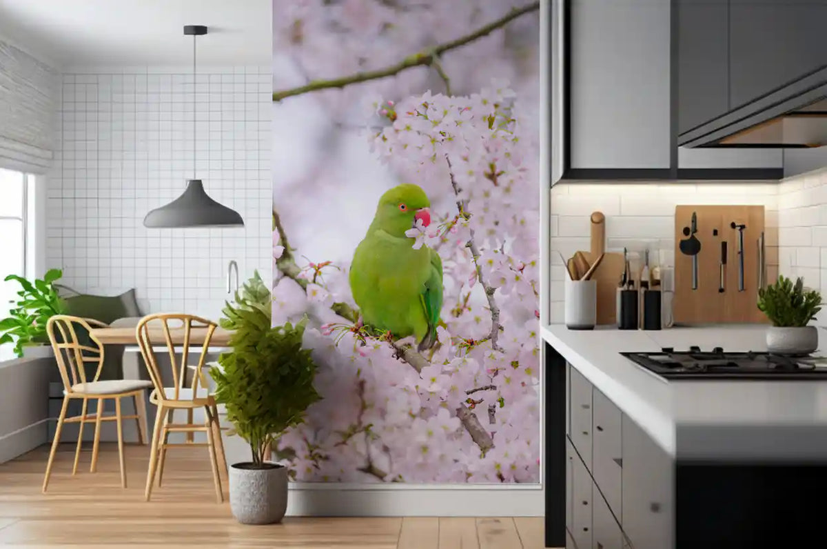 Wandbild mit floralem Vogelparadies