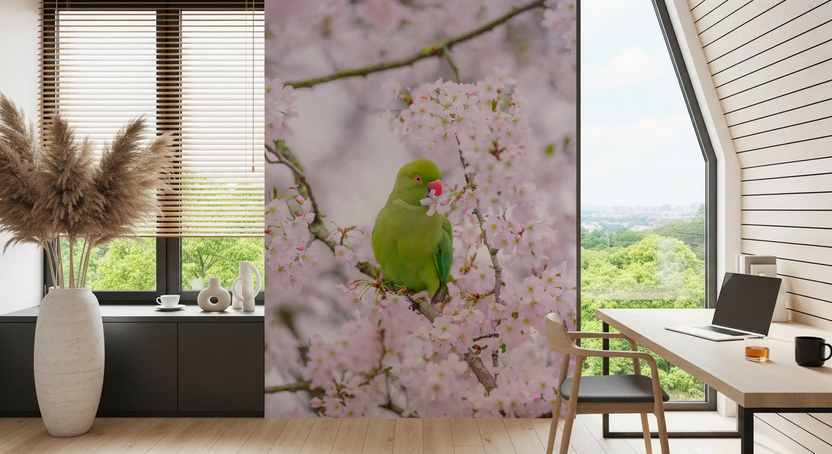 Wandbild mit floralem Vogelparadies