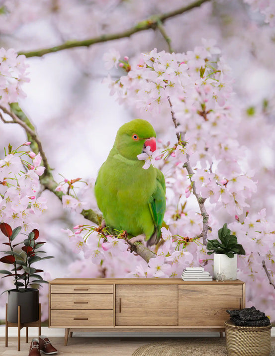 鳥と花々の憩いの壁画