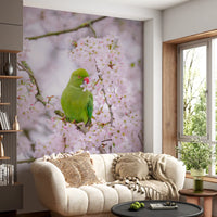 Wandbild mit floralem Vogelparadies